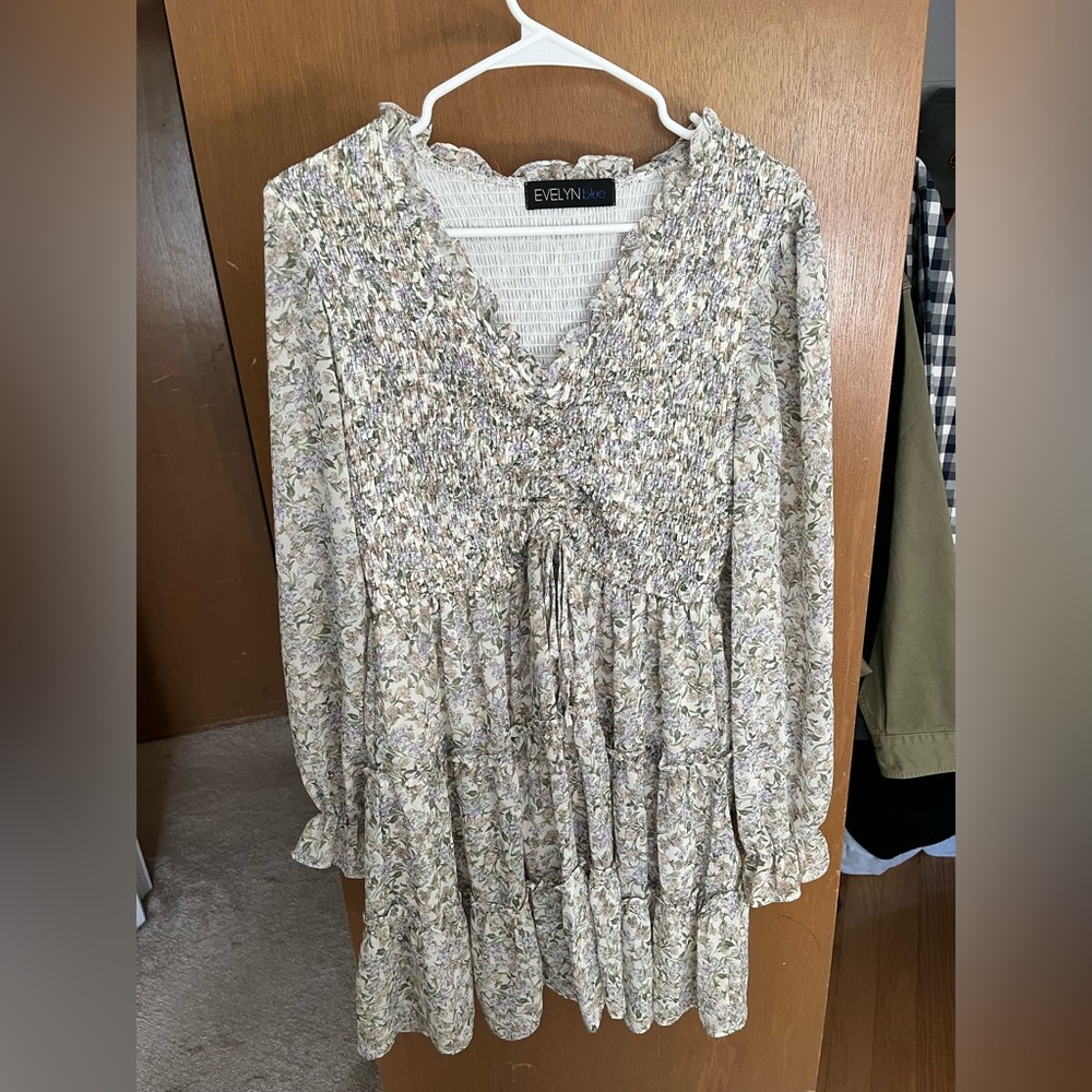 Evelyn blue Floral Smocked Dress